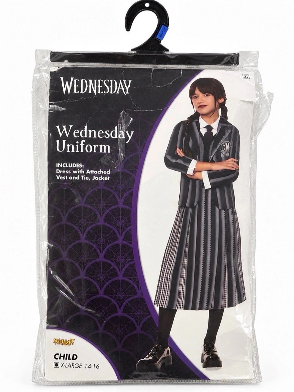 Spirit Halloween Kids Wednesday Nevermore Academy Uniform Costume Girls XL Black